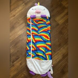 EUC Happy Nappers Sleeping Bag Kids Play Pillow Soft White Unicorn Plush 54 X 20